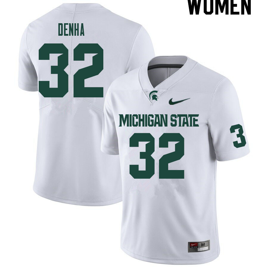 Women #32 Zach Denha Michigan State Spartans College Football Jerseys Sale-White